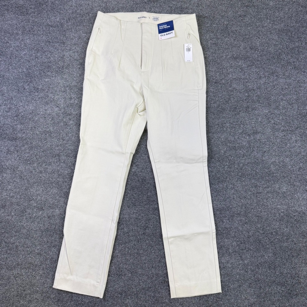 Old Navy Polished Pixie Skinny Pants Extra High Rise Ankle Cream Off White 8 NWT